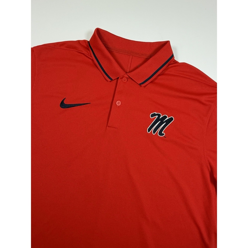 Nike Ole Miss Rebels Dri-FIT Mens Large Red Golf Polo Shirt DZ8380-657